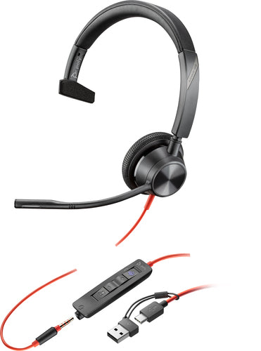 POLY Blackwire 3315 Monaural Microsoft Teams Certified USB-C Headset +3.5mm Plug +USB-C/A Adapter POLY Blackwire 3315 Monaural Microsoft Teams Certified USB-C Headset +3.5mm Plug +USB-C/A Adapter